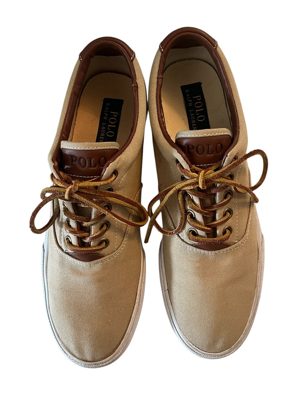 Polo Ralph Lauren Men’s Vaughn Tan Canvas Casual Coastal Preppy Sneakers-10